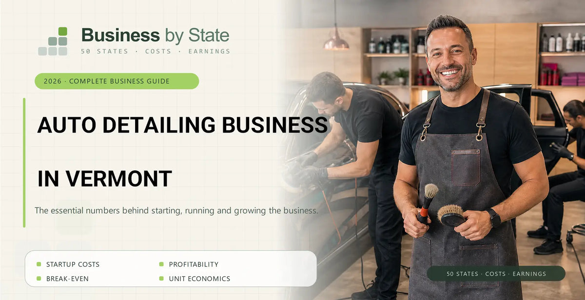 Auto Detailing Business Startup Costs in Vermont